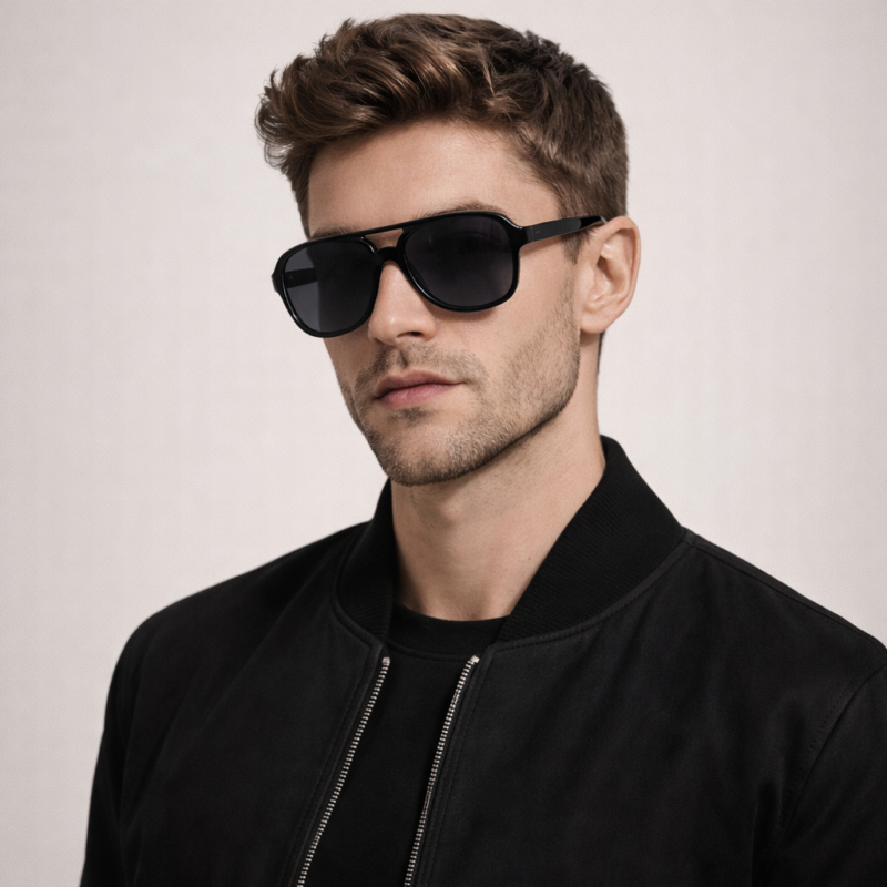 plastic black aviator sunglasses