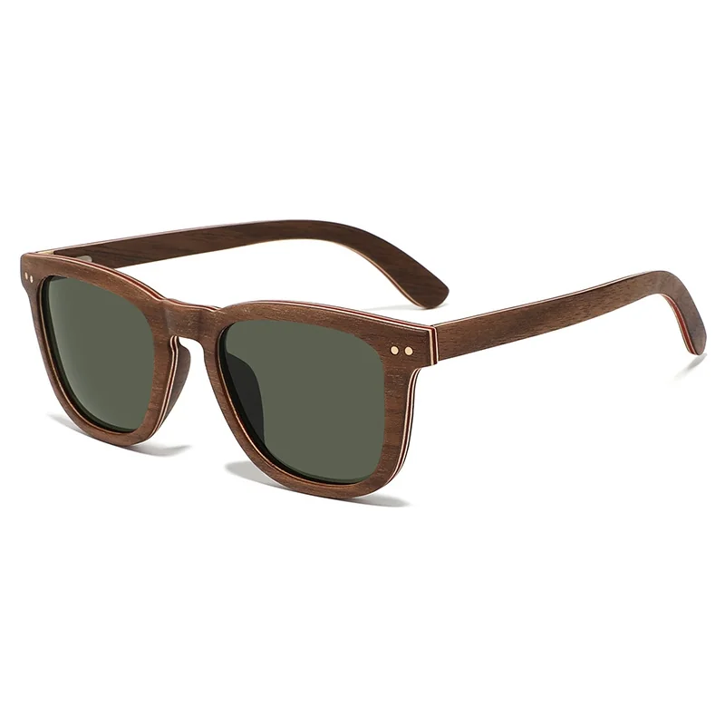 Natural wood frame sunglasses with polarized G15 lenses for sustainable eyewear brands
