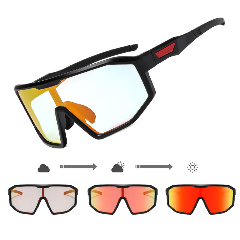 Custom lens color options for TR90 photochromic shield cycling glasses
