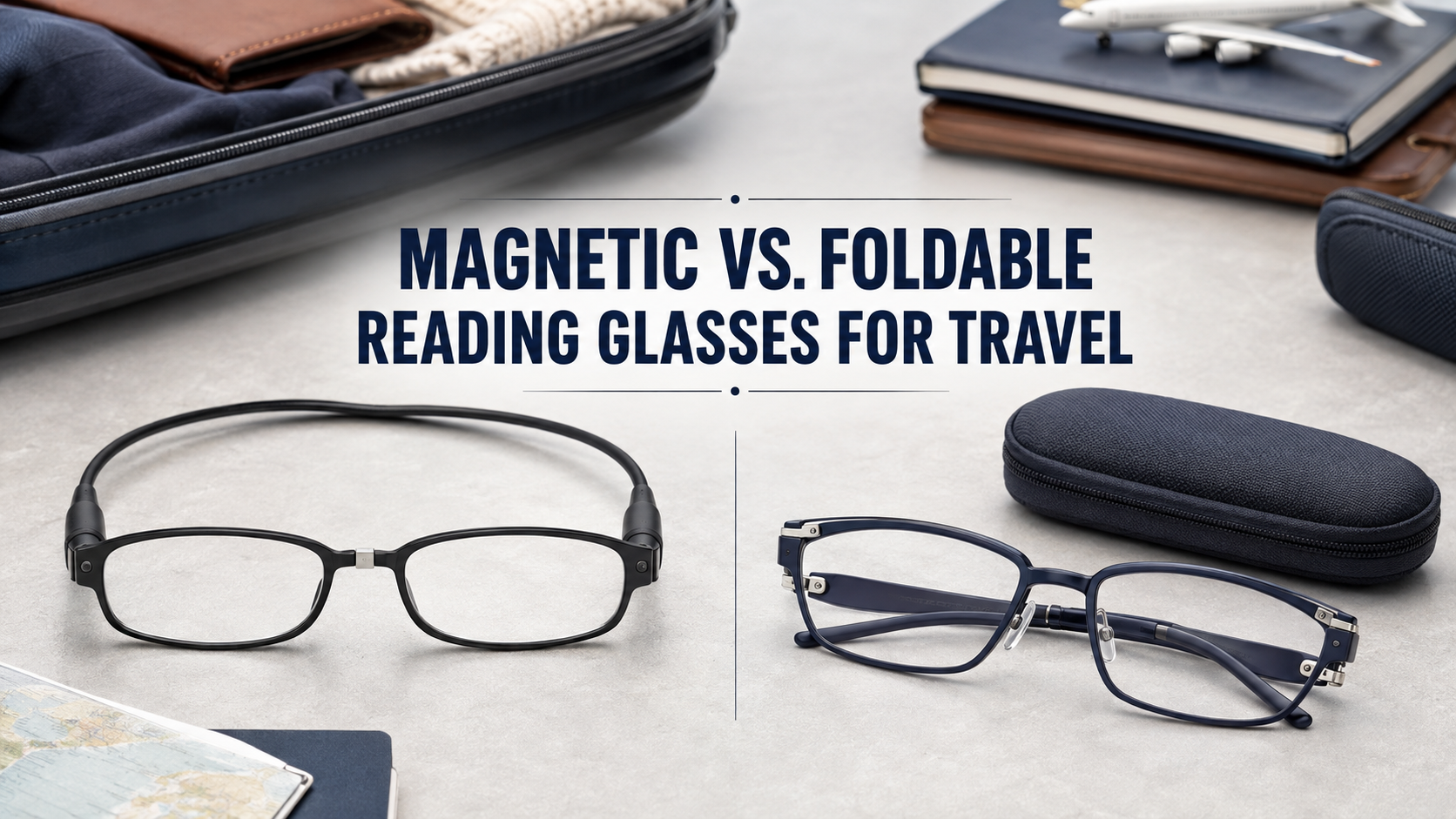 Magnetic and foldable reading glasses compared for travel, helping wholesalers, brands and retailers evaluate portable private-label reading glasses.