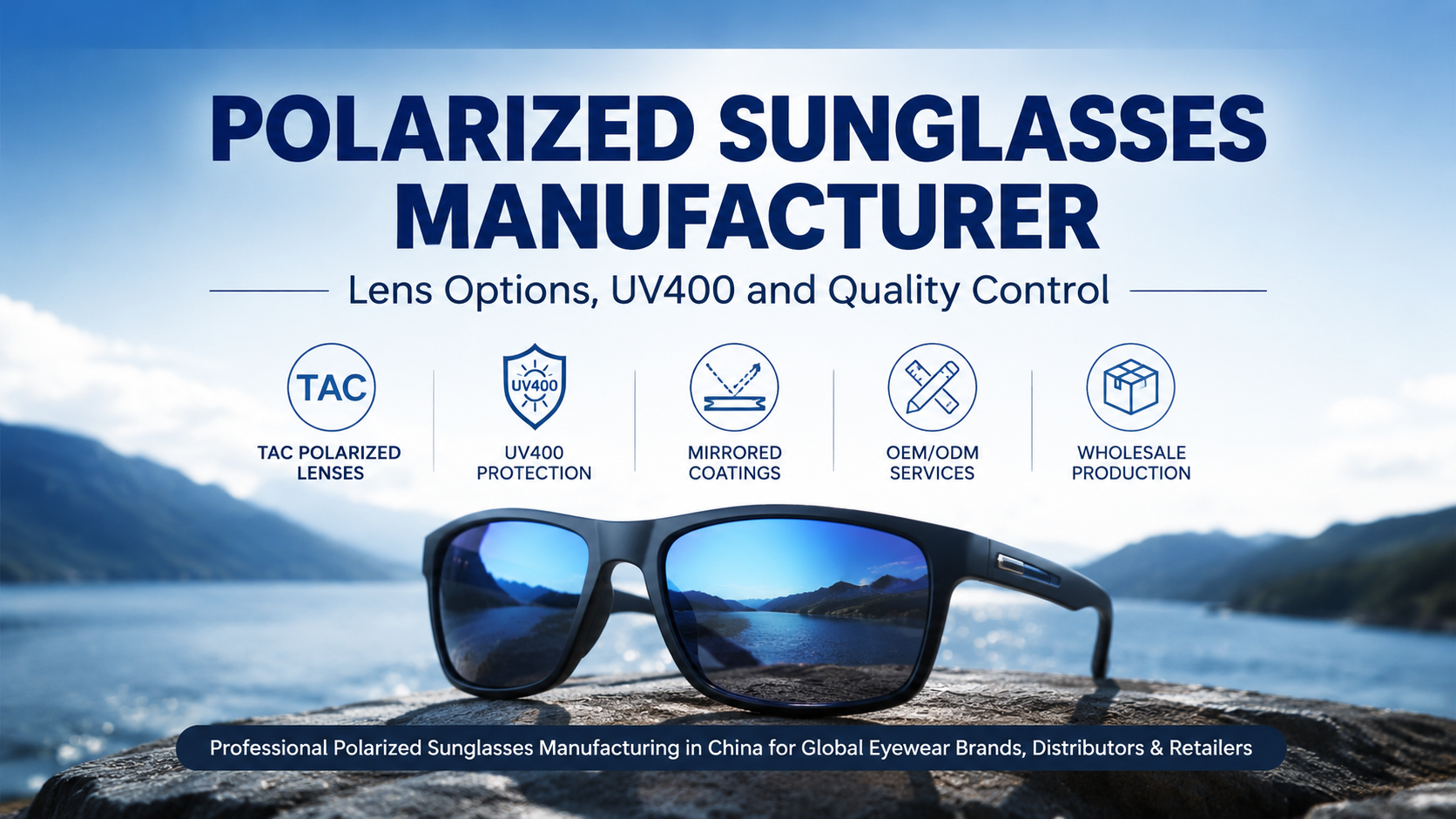 Polarized sunglasses manufacturer providing TAC polarized lenses, UV400 protection and quality control for wholesale eyewear buyers