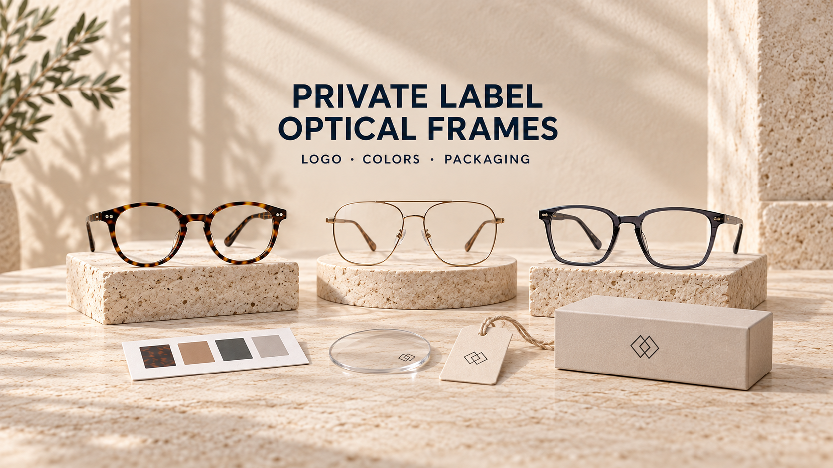 Private label optical frames with custom logo, color and packaging options