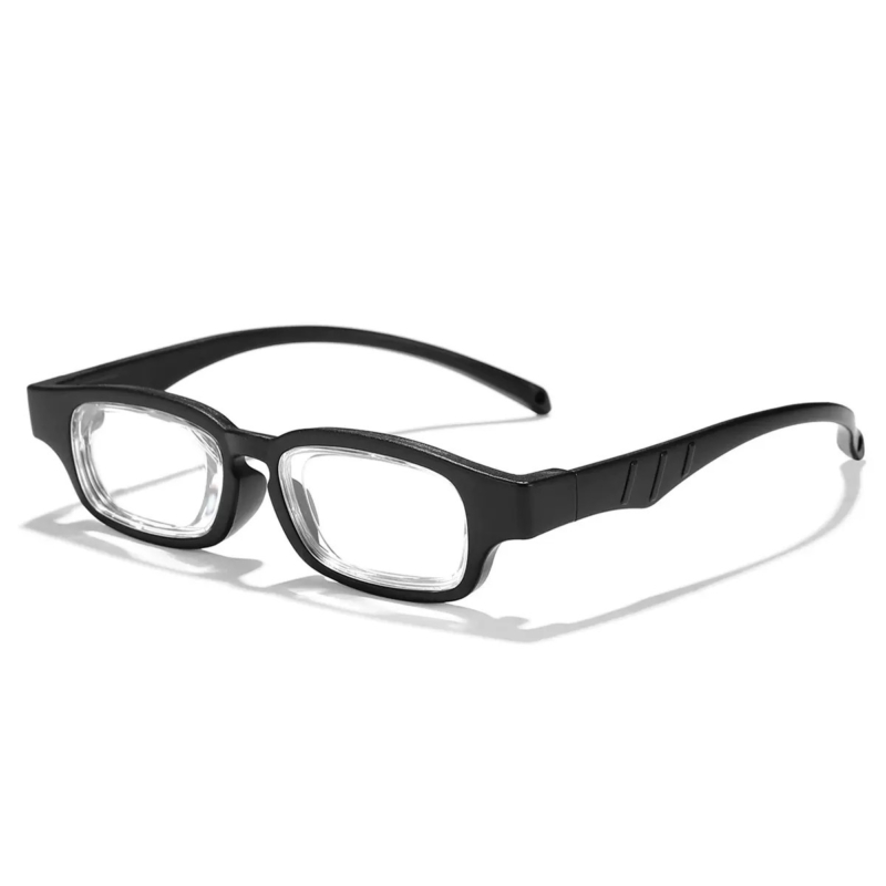 JHEYEWEAR blue light flex-focus adjustable reading glasses with a black rectangular frame