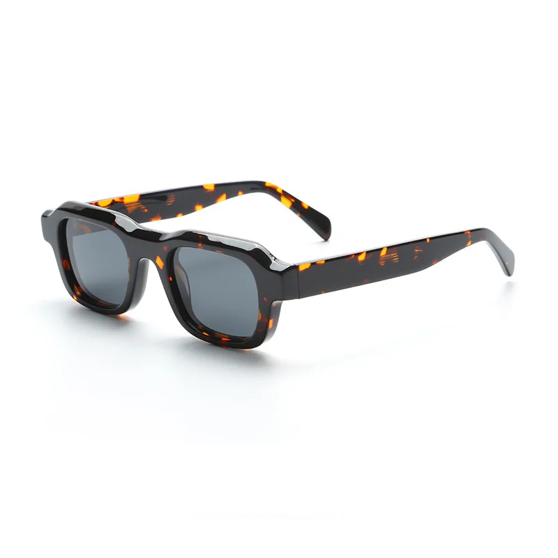 Manufacturer direct chunky tortoiseshell acetate sunglasses square style with dark lenses, bulk supply.