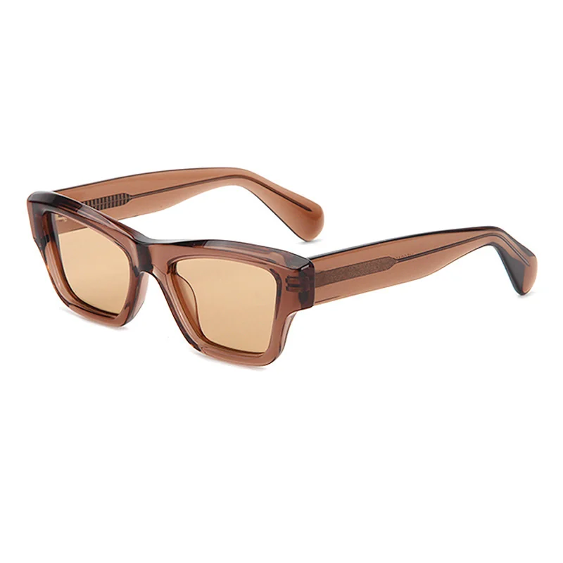 Bulk supply premium polarized acetate sunglasses in translucent tea color, high-end eyewear factory.